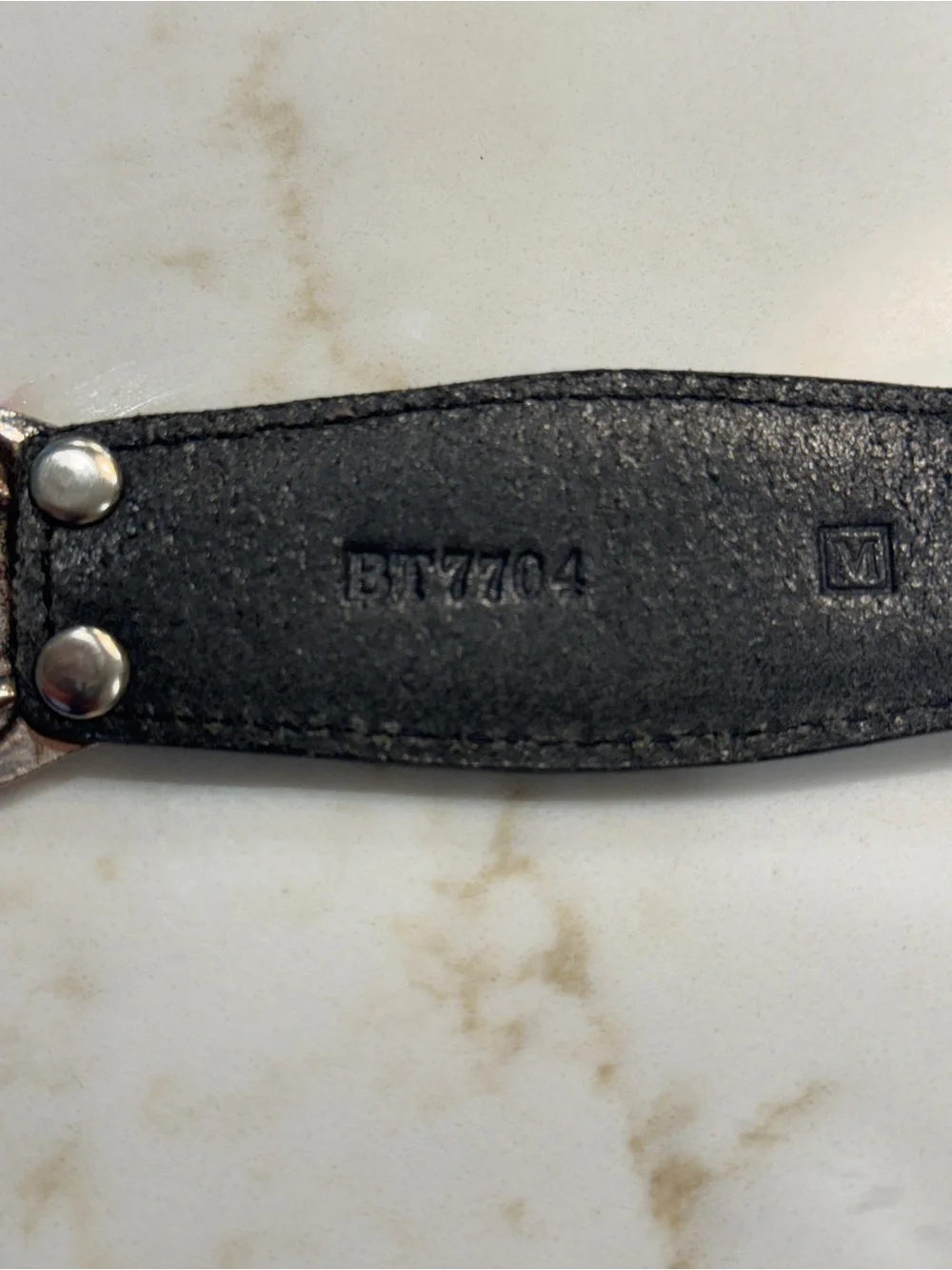 Fossil BT7704 Black Leather Silver Concho Western Belt Medium